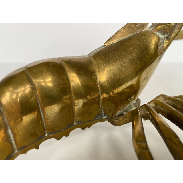 Metal Vintage Mid-Century Modern Solid Brass Lobster Sculpture For Sale - Image 7 of 13