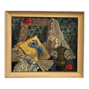 Vintage Still Life Oil Painting by Locueso – Spanish Decorative Scene