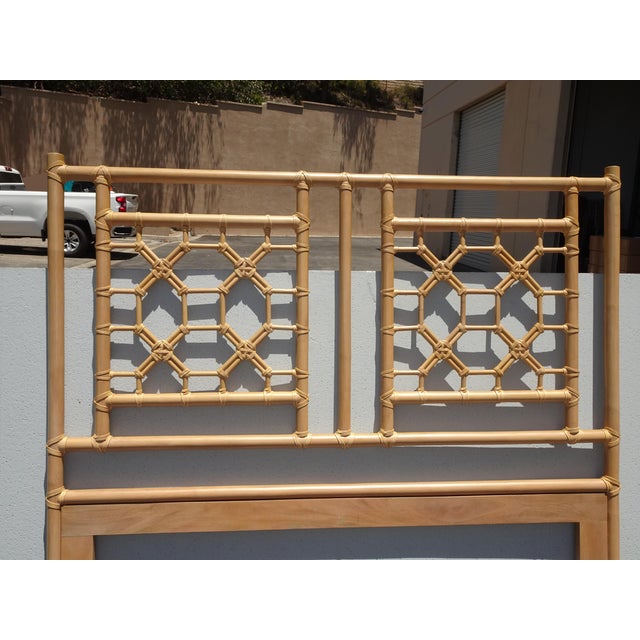 Vintage French Country Bamboo Queen Headboard For Sale - Image 4 of 15