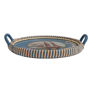 Mid 20th Century United Kingdom Blue Glass Tray For Sale