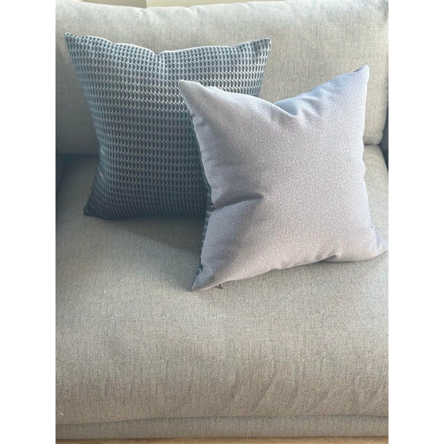 2020s Square Romo Fabric Geometric Decorative Pillows - Pair For Sale - Image 5 of 6