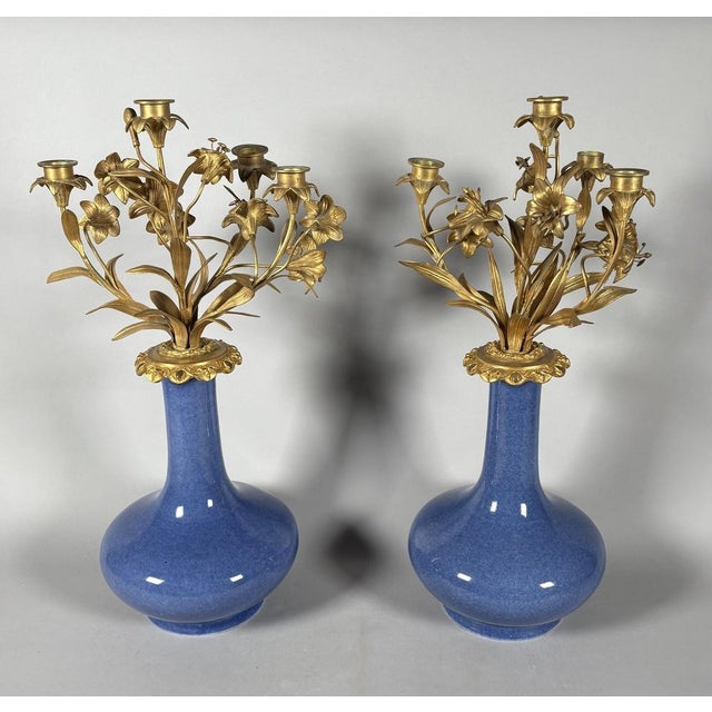 Mid 19th Century Louis XV Style Napoleon III Floral Candleholders, 1850, Set of 2 For Sale - Image 5 of 7