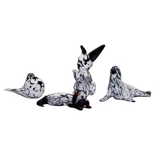 Animal Sculptures in Black and White by Archimede Seguso, Set of 4 For Sale