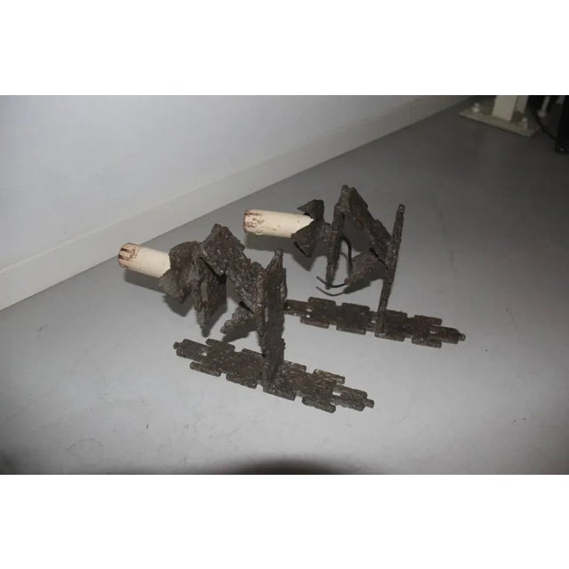 Brutalist Brutalist Iron Wall Sconces, 1960s, Set of 3 For Sale - Image 3 of 8