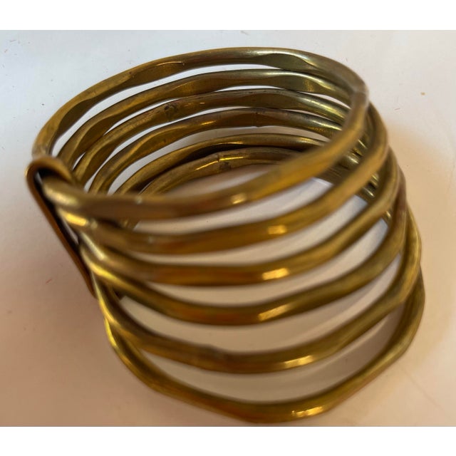 Mid 20th Century Vintage Brutalist Brass Napkin Rings - Set of 8 For Sale - Image 5 of 7