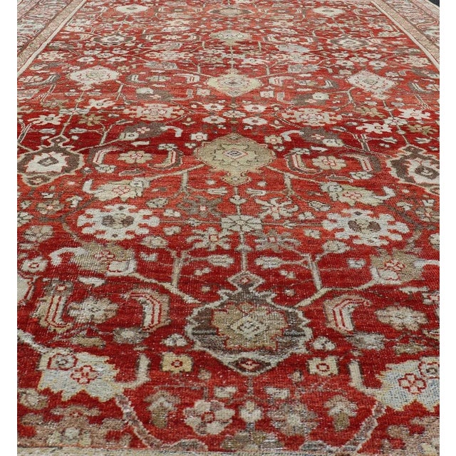 Mid 20th Century Vintage Persian Sultanabad-Mahal With All-Over Sub-Geometric Floral Design 7'1 X 11'6 For Sale - Image 4 of 13