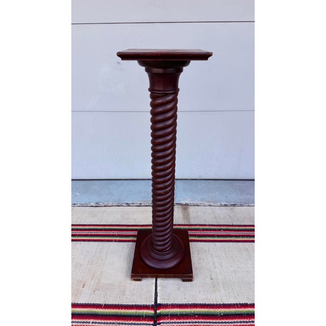 Antique Rope Twist Turned Cherry Pedestal Stand, Circa 1890-1910 For Sale - Image 6 of 14