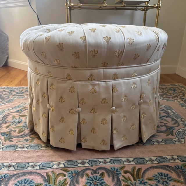 Early 21st Century Napoleonic Golden Bee Tufted Ottoman For Sale In Pittsburgh - Image 6 of 12