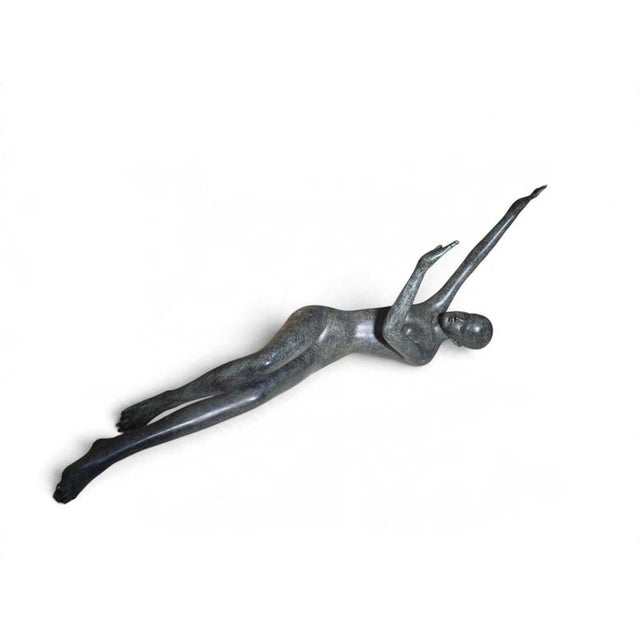 Patricia Peeters, Monumental Reclining Female Nude in Green Patinate, 1980, Bronze For Sale - Image 10 of 12