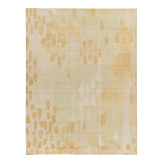 Distressed Style Modern Rug in Cream, Gold, White Dots Pattern by Rug & Kilim For Sale