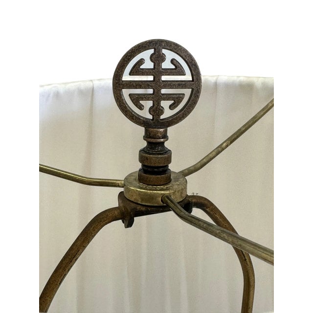 Metal Mid 20th Century Chinoiserie Trumpet Flower Lamp For Sale - Image 7 of 7