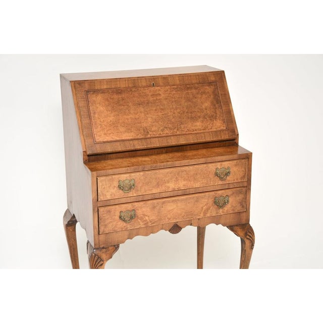 Vintage Writing Desk in Burr Walnut, 1920s For Sale - Image 6 of 11