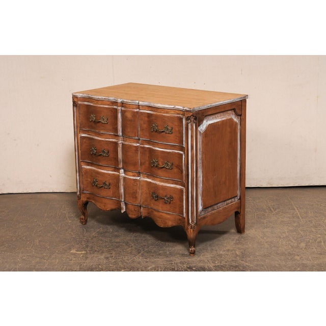 Vintage Serpentine Commode With Rococo Pulls For Sale - Image 4 of 11