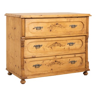 19th Century Romanian Large Pine Chest of Three Drawers For Sale