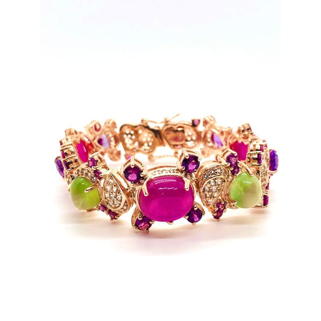 Bochic Capri Vintage Multi-Gem Bangle, 18K Gold & Silver, 1997 For Sale - Image 12 of 12