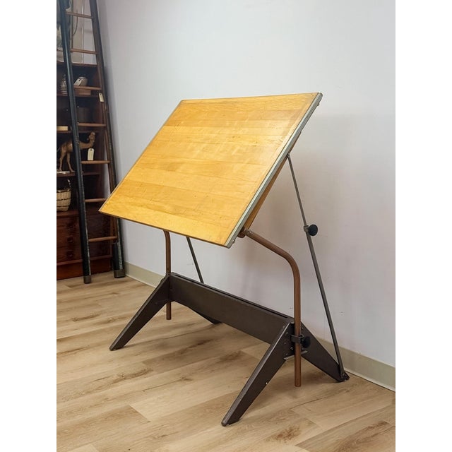 Beige Vintage Drafting Table Pivot Tilt Blonde Wood Artist Architect MCM For Sale - Image 8 of 14