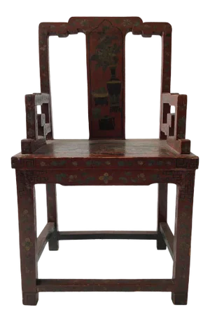 1920s Chinese Scarlet Painted Lacquered Armchair