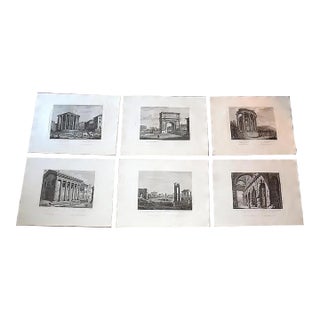 Antique Mid 19th C. Imperial Folio Size Copperplate Engraved Views of Rome - Set of 6 For Sale