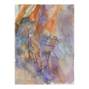Late 20th Century Fauvist Mountain Goats Painting