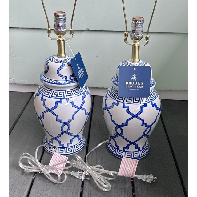 Chinoiserie Blue and White Ginger Jar Table Lamps - A Pair For Sale - Image 3 of 9