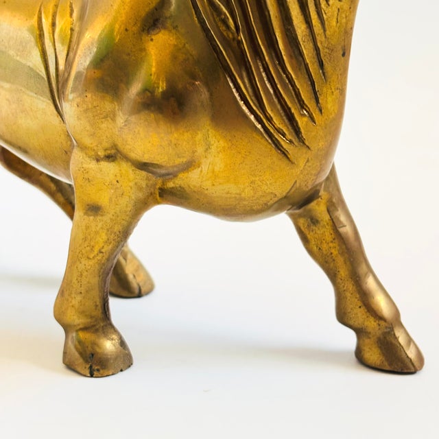 Large Vintage Brass Bull Statue For Sale - Image 10 of 13