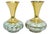 Pair of hand-painted Delftware vases with fluted brass uppers. Marked "Hand Painted Delft Holland". 1-inch slit in brass...