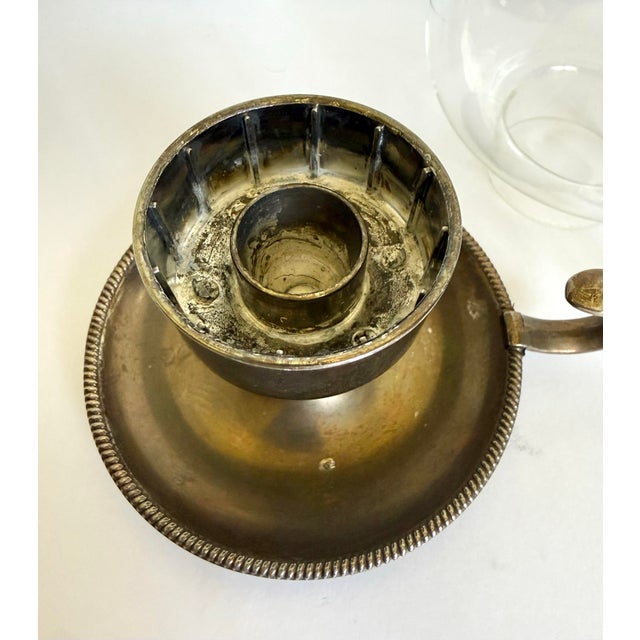 Pair of Vintage Chamberstick Candle Holders With Glass Chimneys and Finger Handles For Sale In Los Angeles - Image 6 of 8