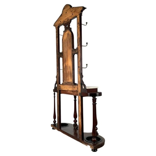 19th Century English Mahogany Marble Top Hall Stand For Sale - Image 9 of 12