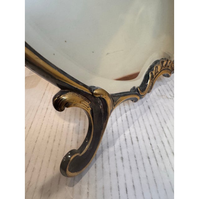 Mid-Century Baroque Style Gold Leaf Gilded Crest Mirror, 1950s 19th Century French Rocaille Table Mirror For Sale - Image 4 of 10