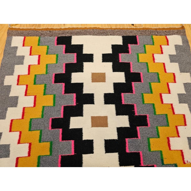 1900 - 1909 Vintage Navajo Rug, Eye Dazzler Pattern, Wool & Cotton, Native American Wall Art, 3x4 For Sale - Image 5 of 12