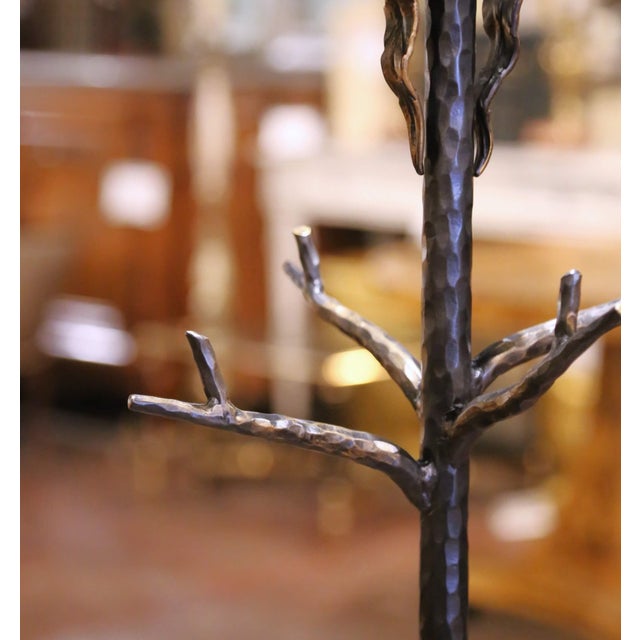 Black Vintage French Gothic Wrought Iron "Serviteur" Fireplace Tool Set, Five Pieces For Sale - Image 8 of 15