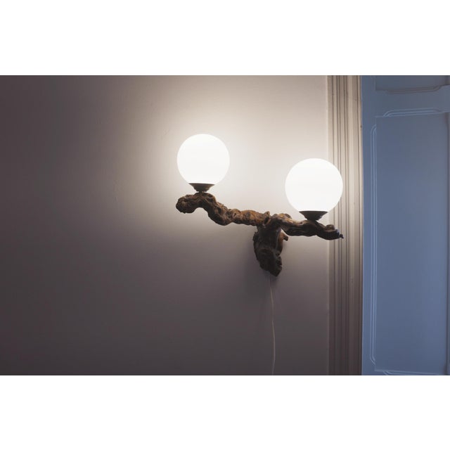 Vintage Brutalist Double Globe Lighting Wall Light, 1950s For Sale - Image 4 of 18