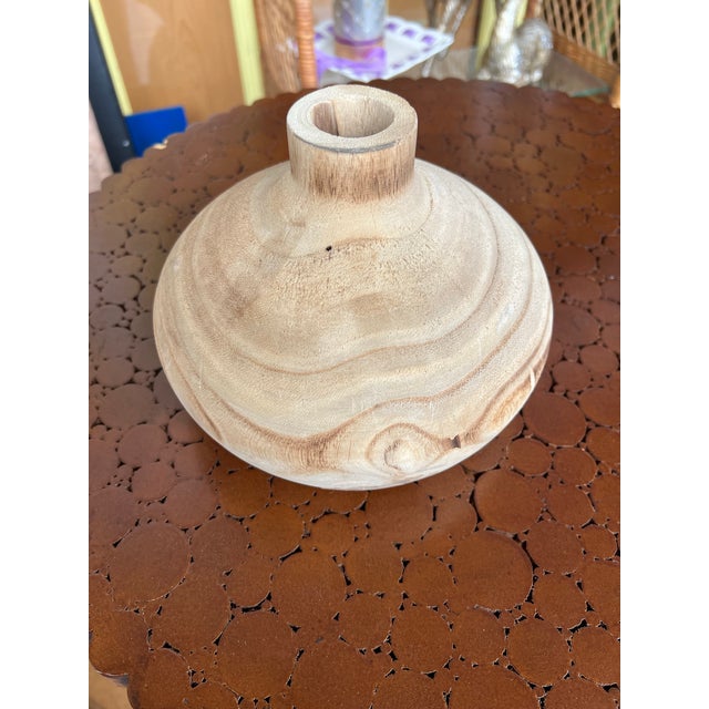 Farmhouse Modern Style Wooden Vase For Sale - Image 3 of 7