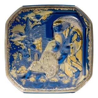 Art Glass Wall Plaque by Bjørn Wiinblad for Rosenthal, 1982 For Sale