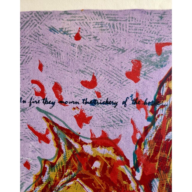 1960s Vintage Vibrant Mod Divine Comedy Dante Inferno Virgil Woodblock Woodcut Print, c.1960-1970s For Sale - Image 5 of 6