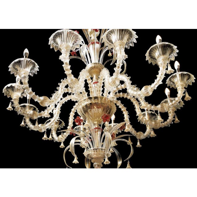 Ca Rezzonico III 12 Lights Chandelier in Gold Plate and Murano Glass by Aggiolight For Sale - Image 4 of 6