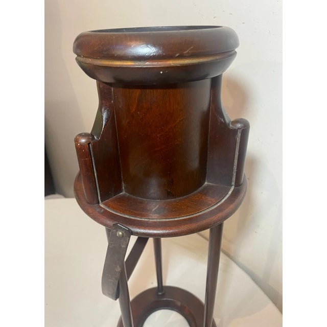 Rare Antique Handmade Art Deco Wood Smoking Cushman Smoker Floor Stand Ashtray For Sale In New York - Image 6 of 14