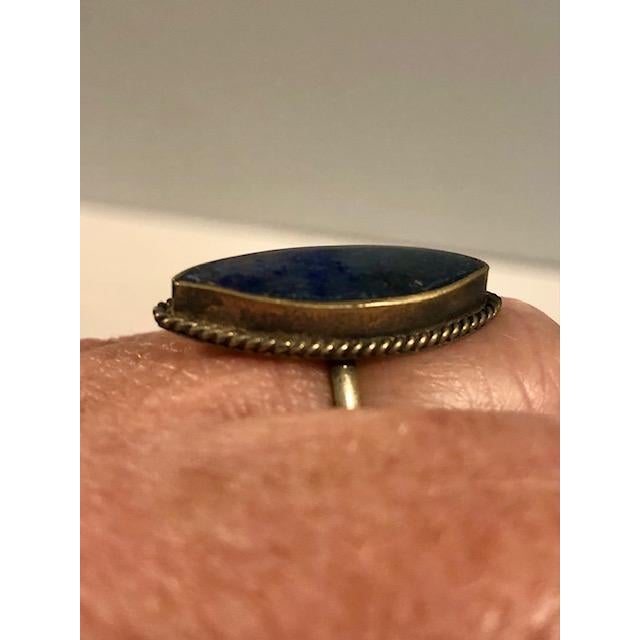 Mid 20th Century Vintage Afghan Marquise Lapis Lazulli Silver Ring (Size 7.5) For Sale - Image 5 of 12