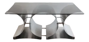 Steel and Glass Coffee Table by Francois Monnet for Kappa, French C. 1970