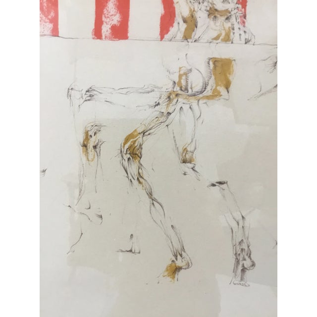 1970s 1970s Vintage Surrealistic Lithograph “Flag & Skeleton” by H. Truss For Sale - Image 5 of 13