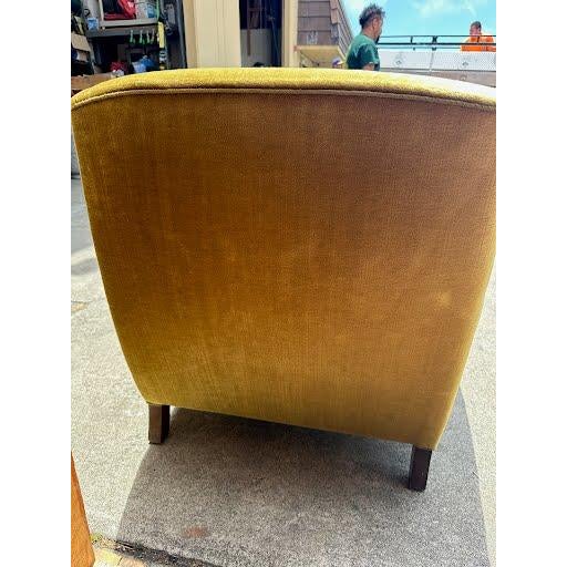 Chartreuse Märta Blomstedt, Attribution Lounge Chairs, Pair, Finland C. 1940, Carved Walnut, Mohair Upholstery For Sale - Image 8 of 10