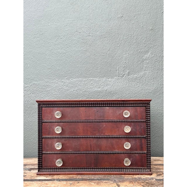 Wood Vintage Bead Trim Table Top Chest of Drawers For Sale - Image 7 of 12
