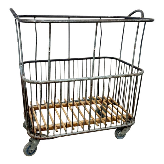 Vintage Industrial French Metal Bakery Cart, 1950s For Sale