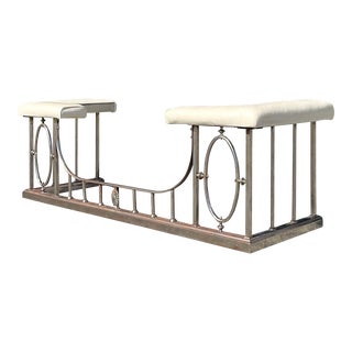 Vintage Boho Steel Upholstered Fireplace Fender For Sale