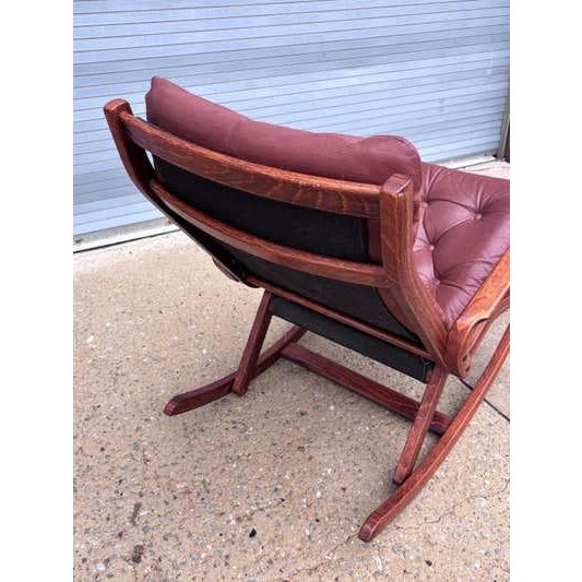 Ingmar Relling Mid 20th Century Norway Teak and Leather Rocking Chair For Sale - Image 4 of 18