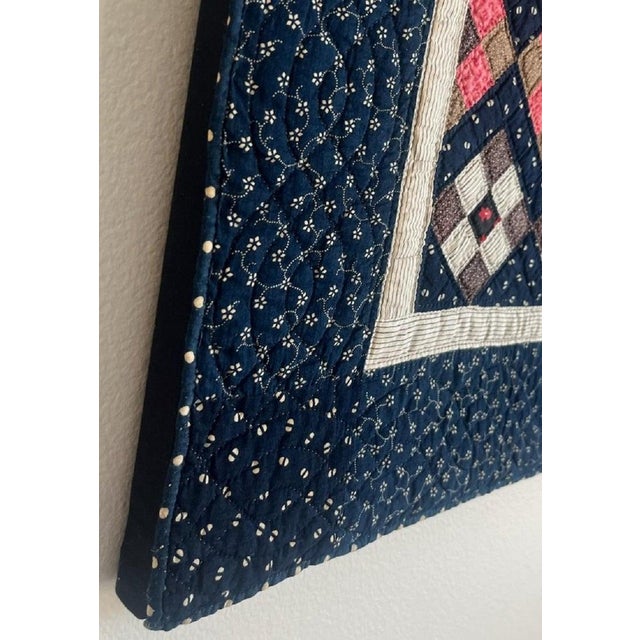 Folk Art 19th C Postage Stamp Crib Quilt- Mounted For Sale - Image 3 of 8