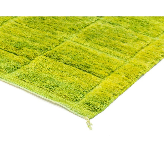 3.00 X 2.21 M Hand-Knotted Wool Rug - Vibrant Lime Green & Neon Yellow Statement Carpet, One of a Kind For Sale - Image 6 of 11