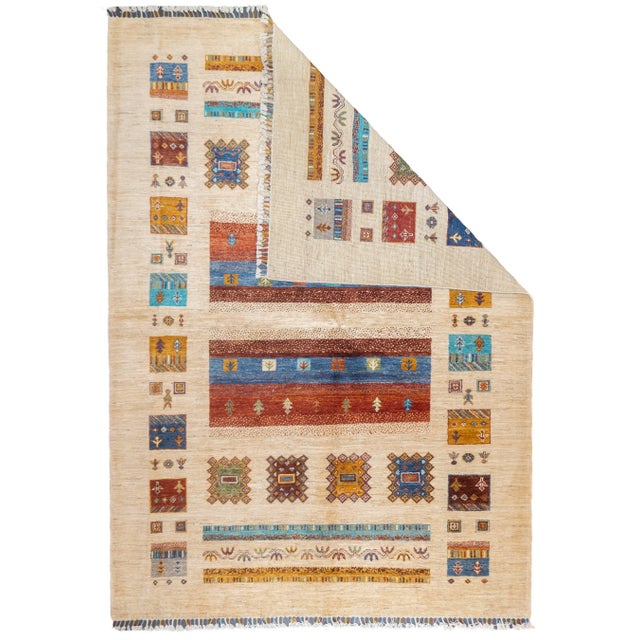 Contemporary Gabbeh Rug 5'8'' x 8'0". Wool pile rugs, usually scatter formats, woven by the Qashghai tribes of SW Persia...