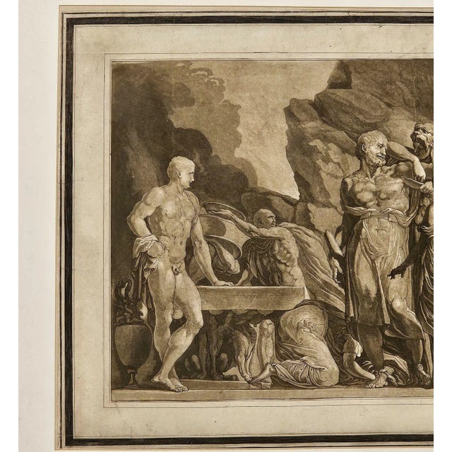 Realism Engraving of an Ancient Scene, Italy Circa 1820 For Sale - Image 3 of 4