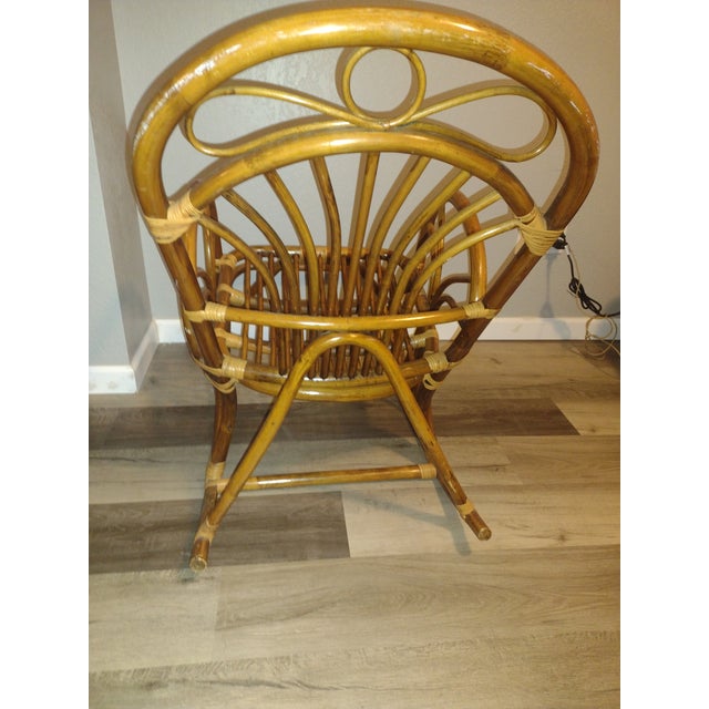 1970s Vintage Italian Bamboo and Rattan Rocking Chair For Sale - Image 4 of 6